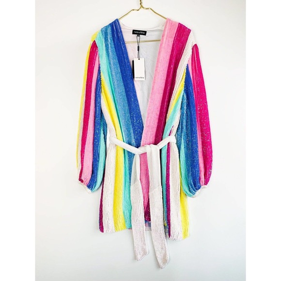 Retrofete Gabrielle Robe Dress Unicorn Stripes Rainbow Sequin BloggersFavorite - Picture 5 of 10